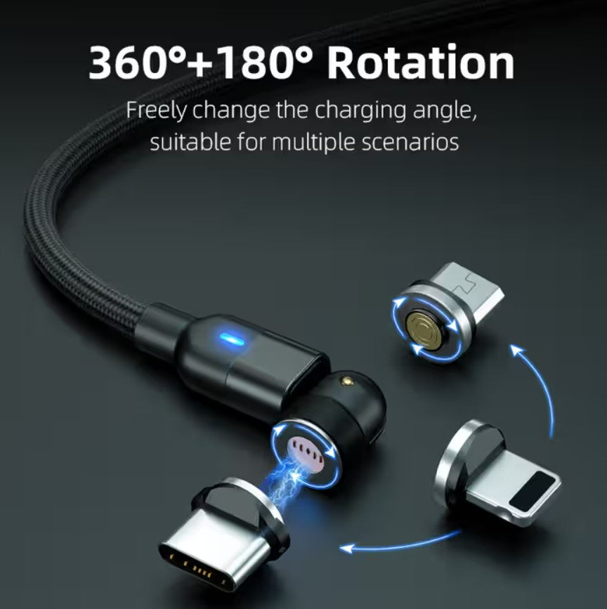 540° Rotatable 3 in 1 Magnetic Cable 3A Data Fast Charging_1